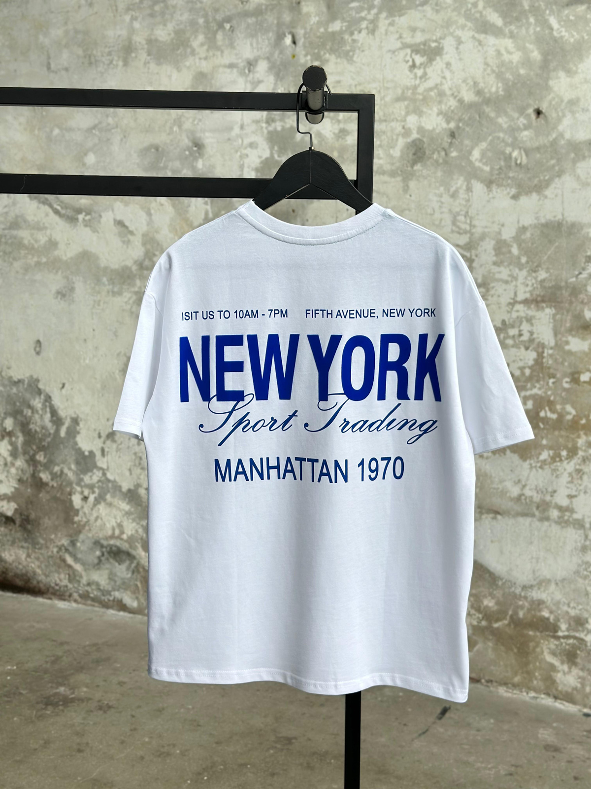 Saks Sırt Yazı Baskılı Oversize Tişört (Beyaz) 