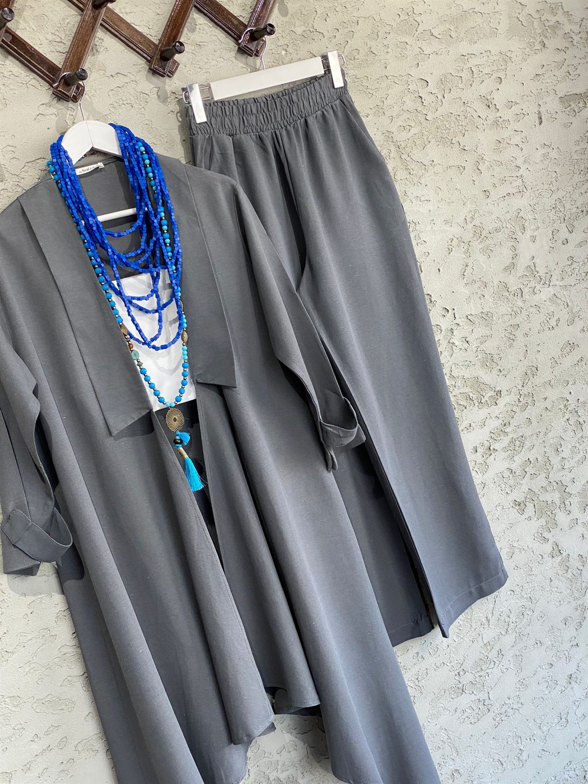 Şal Yaka Ceket Ve Pantolon Takım (Antrasit)