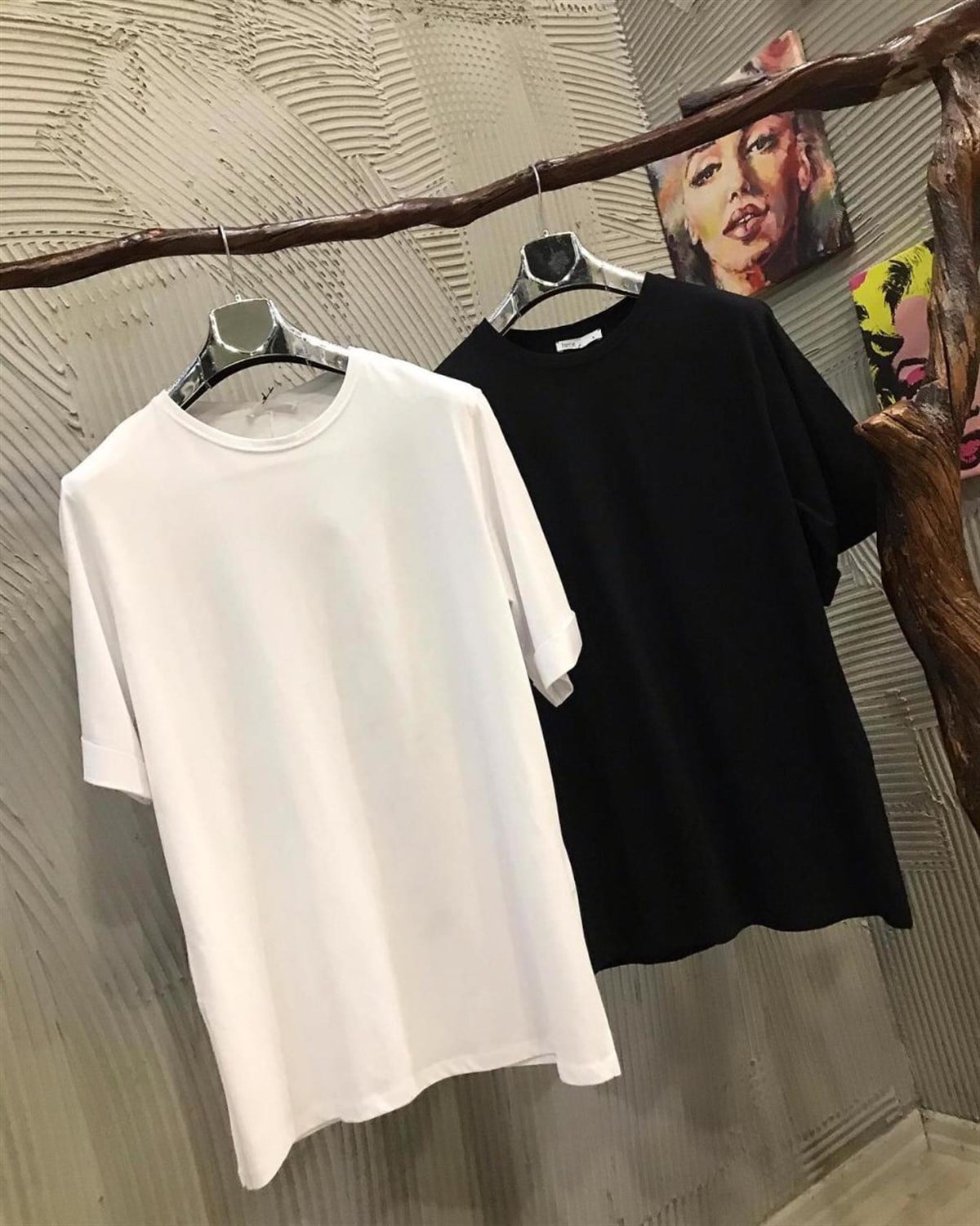 Salaş Yandan Yırtmaçlı Tunik Basic Tshirt (GRİ& YEŞİL & SİYAH & BEYAZ  & TABA)