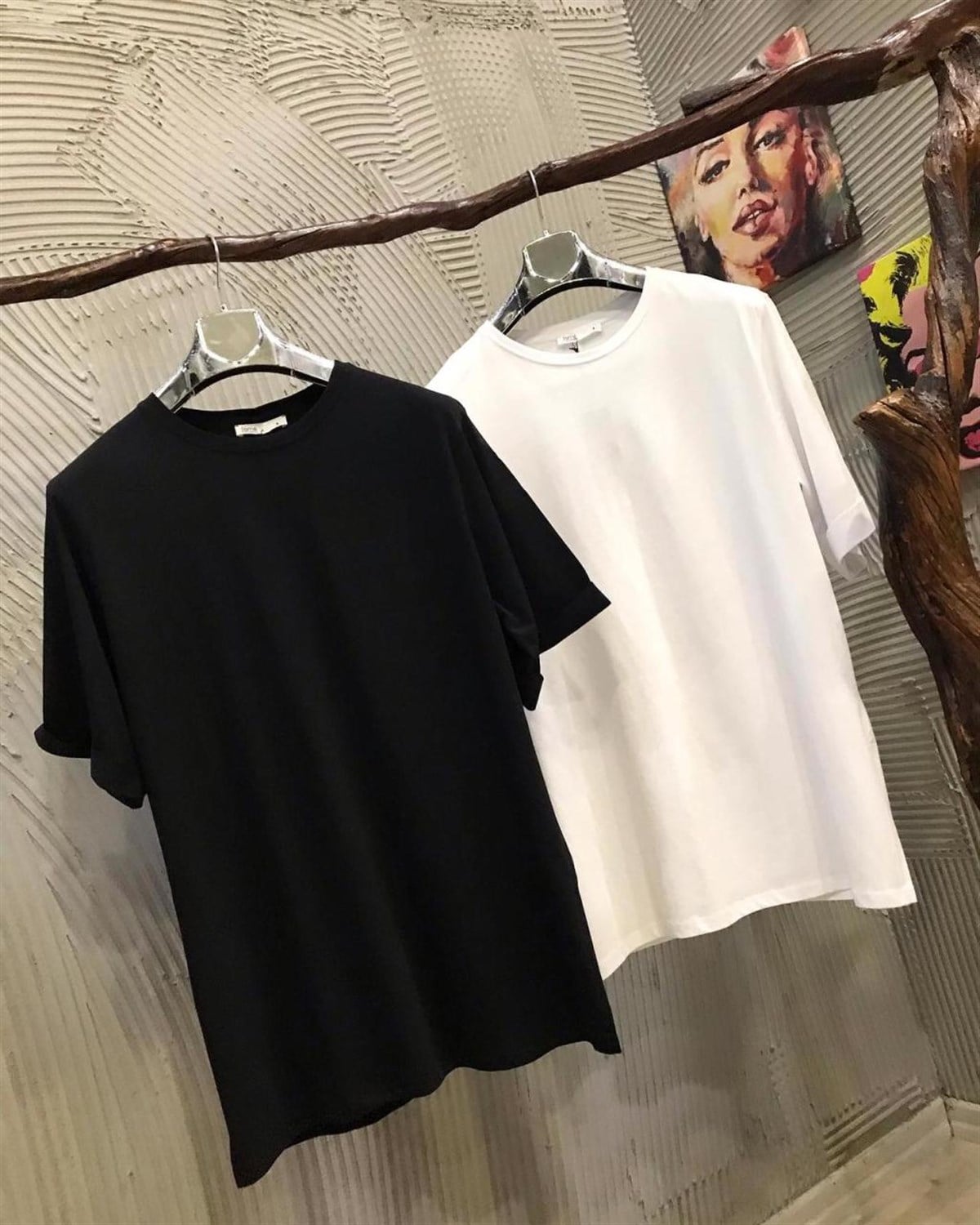 Salaş Yandan Yırtmaçlı Tunik Basic Tshirt (GRİ& YEŞİL & SİYAH & BEYAZ  & TABA)