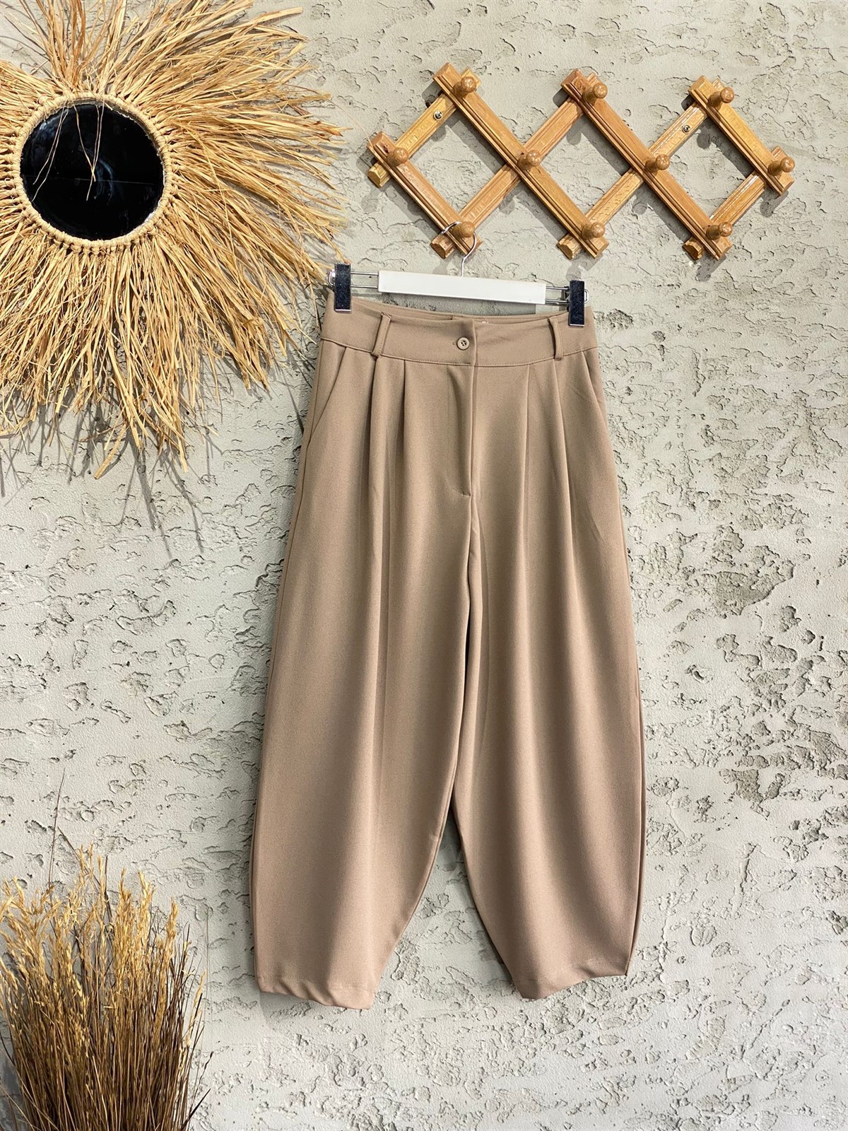 Şalvar Kesim Kumaş Pantolon (Bej)