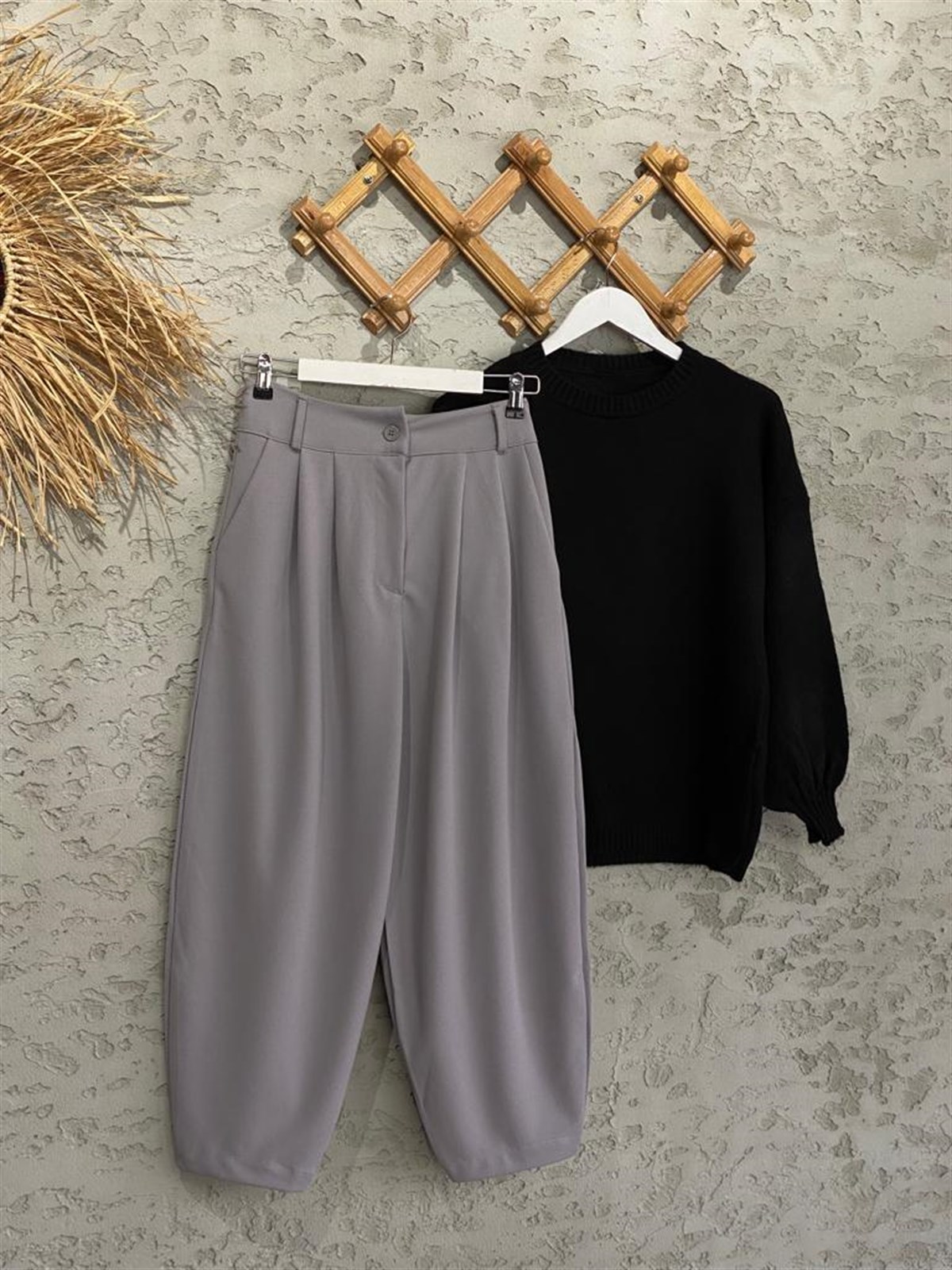 Şalvar Kesim Kumaş Pantolon (Gri)
