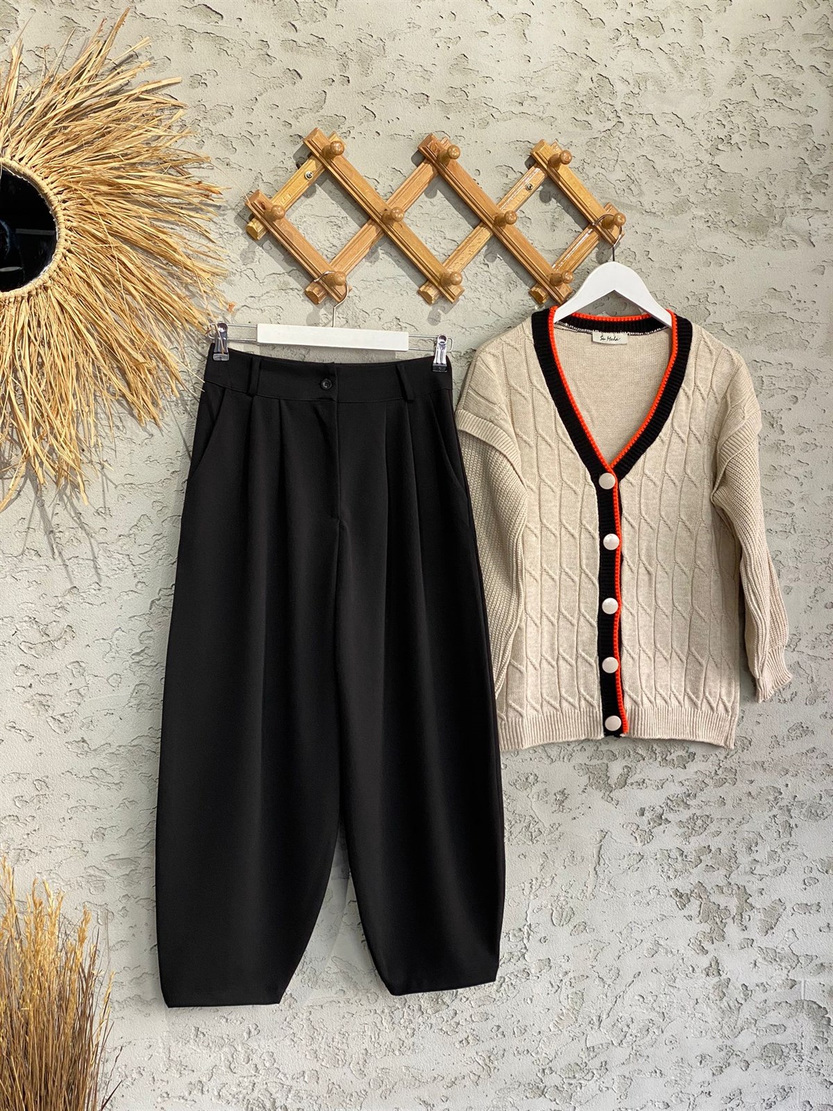 Şalvar Kesim Kumaş Pantolon (Siyah)