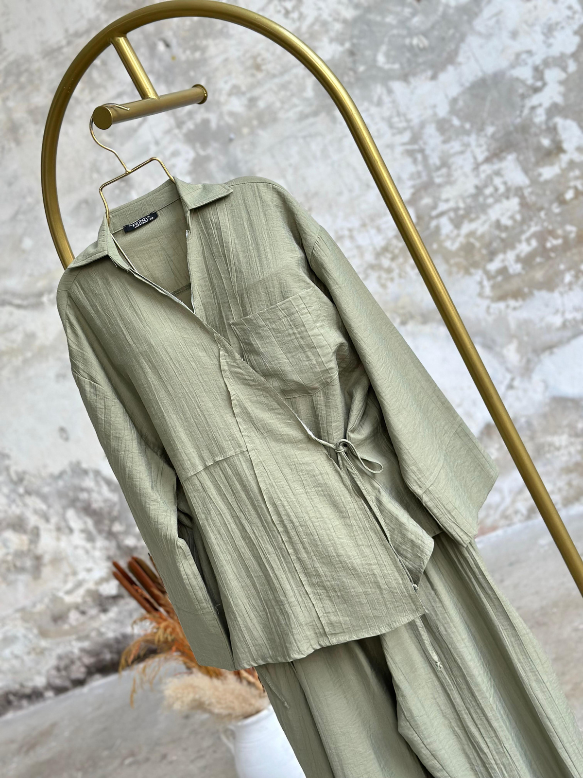 Şalvar Model Bambu Dokulu Coton Takım (Haki)