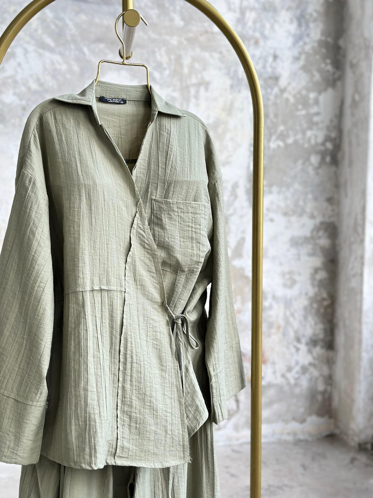 Şalvar Model Bambu Dokulu Coton Takım (Haki)