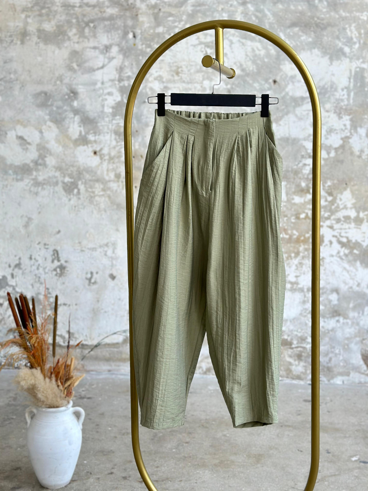 Şalvar Model Bambu Dokulu Coton Takım (Haki)