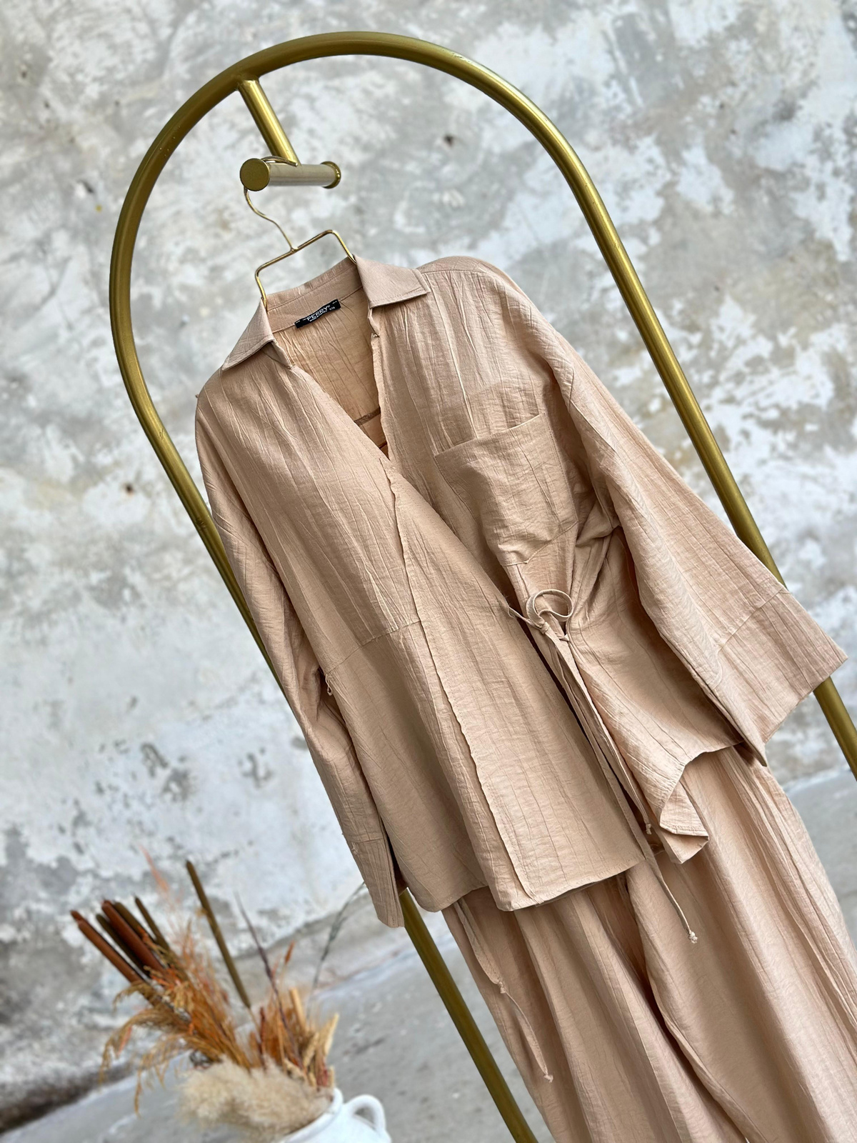 Şalvar Model Bambu Dokulu Coton Takım (Camel)