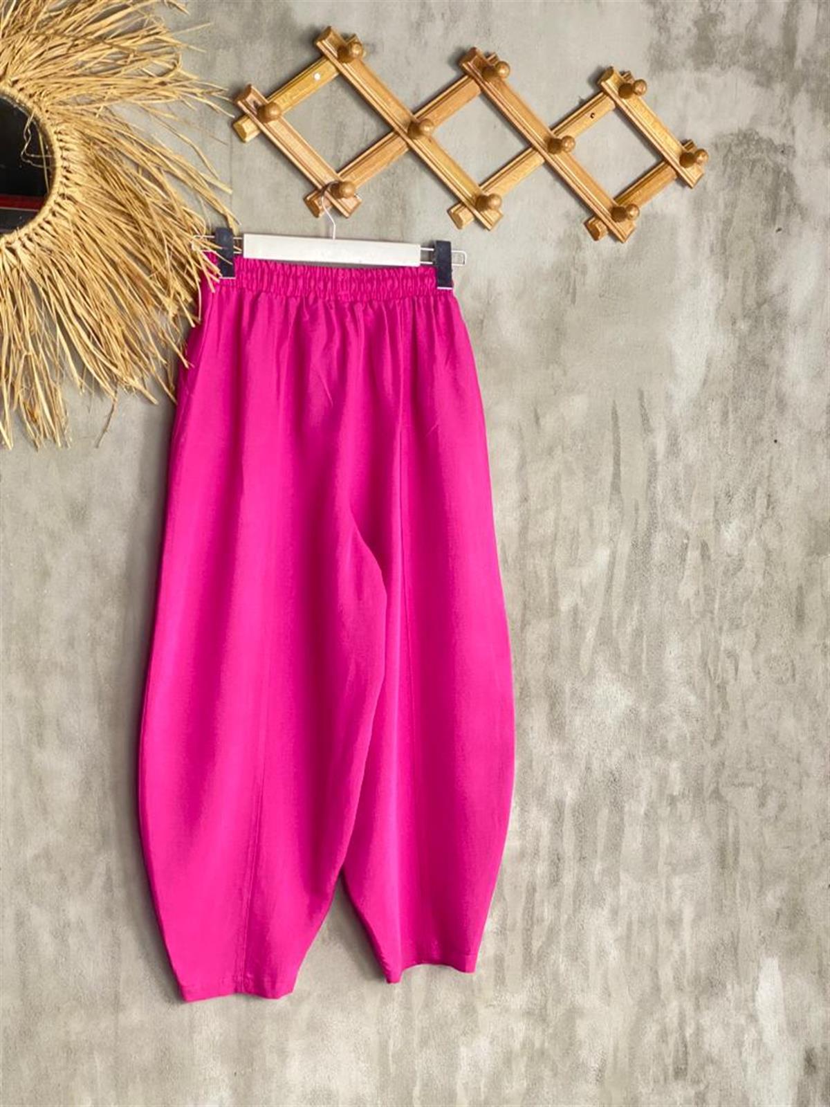 Şalvar Model Keten Pantolon (Fuşya)