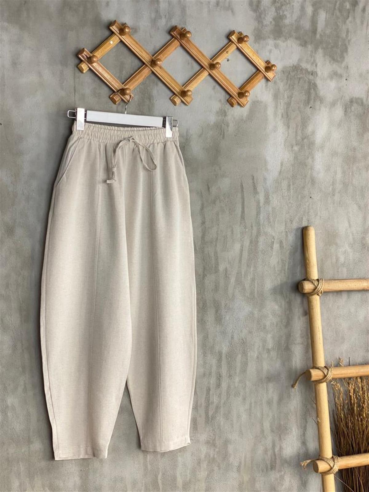Şalvar Model Keten Pantolon (Taş)