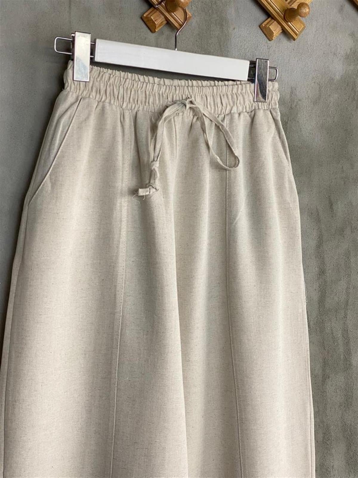 Şalvar Model Keten Pantolon (Taş)