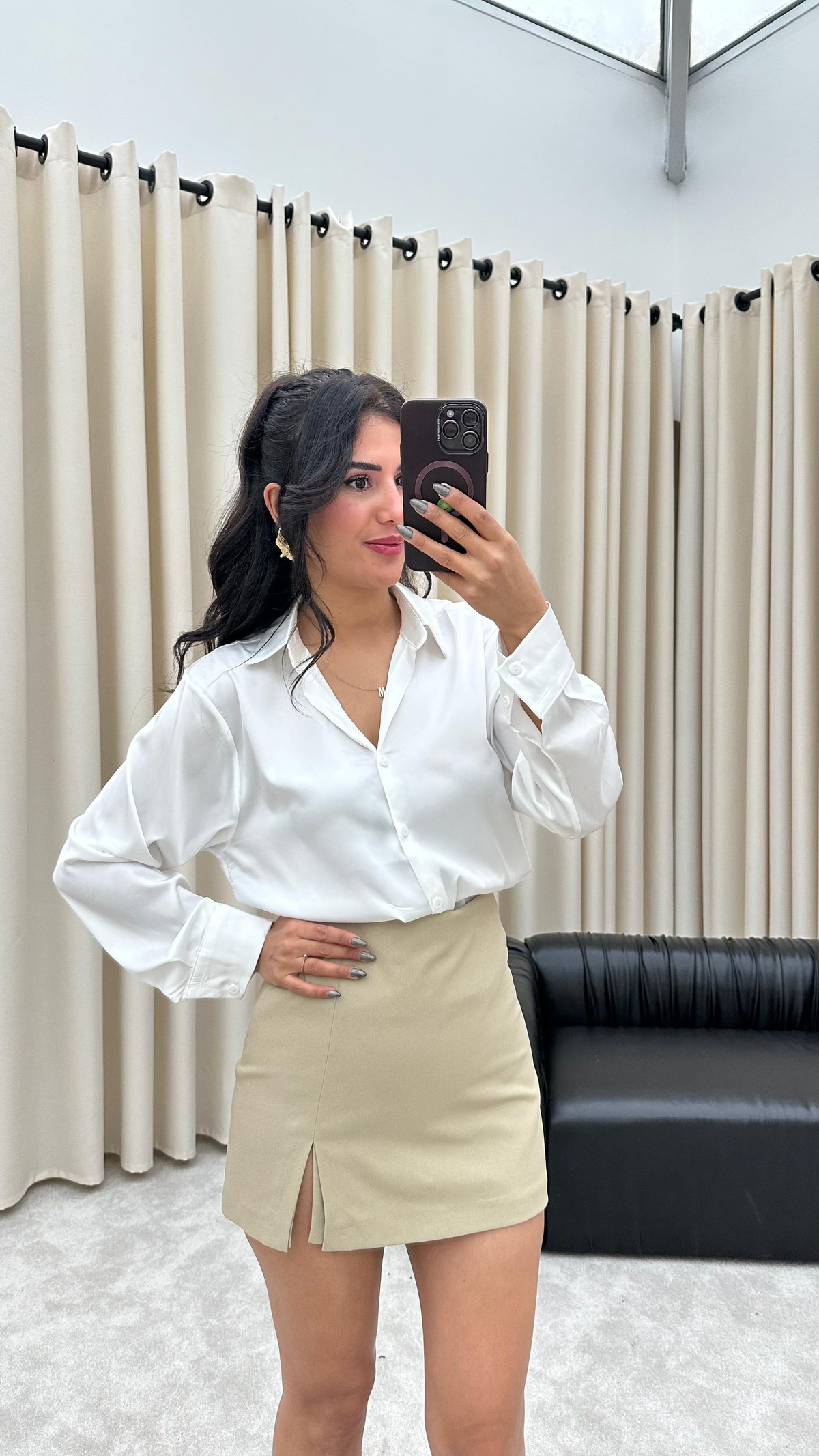 Saten Beyaz Gömlek