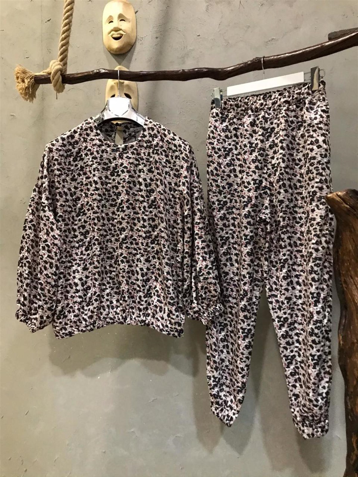 Saten Leopar Eşofman Takımı