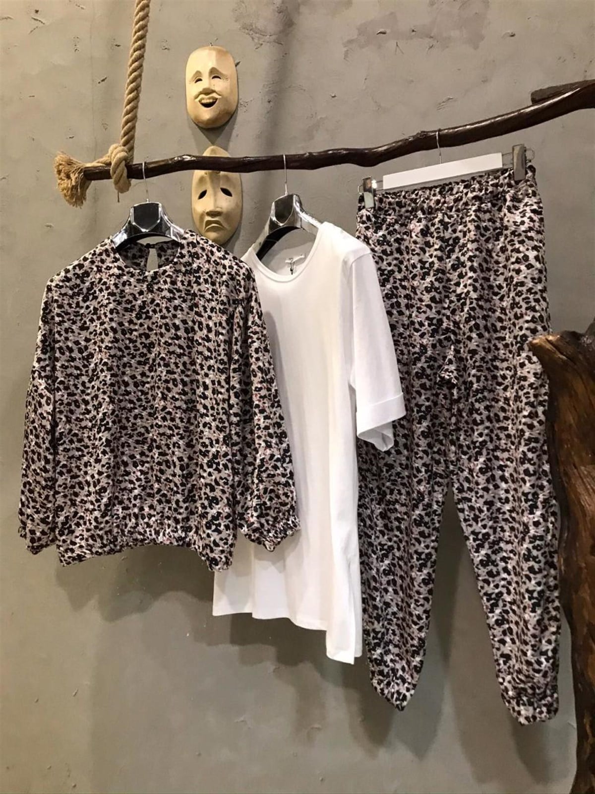 Saten Leopar Eşofman Takımı