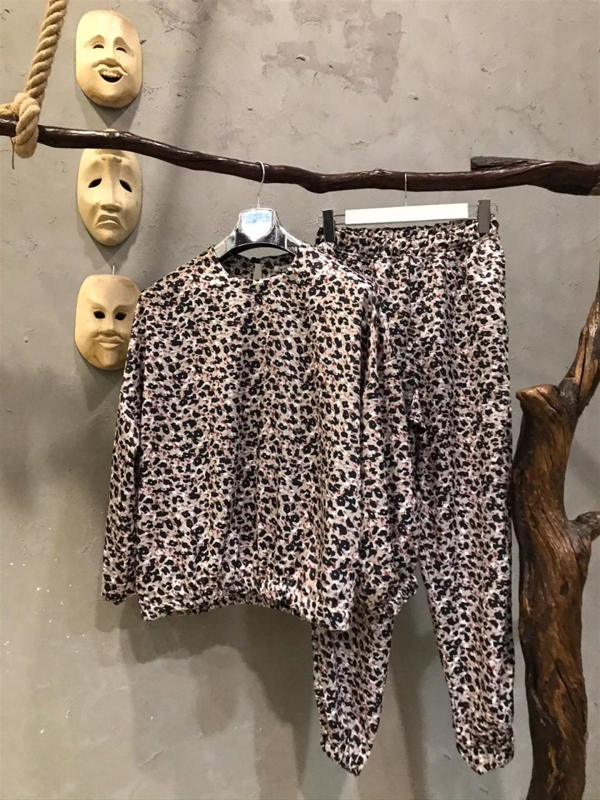 Saten Leopar Eşofman Takımı