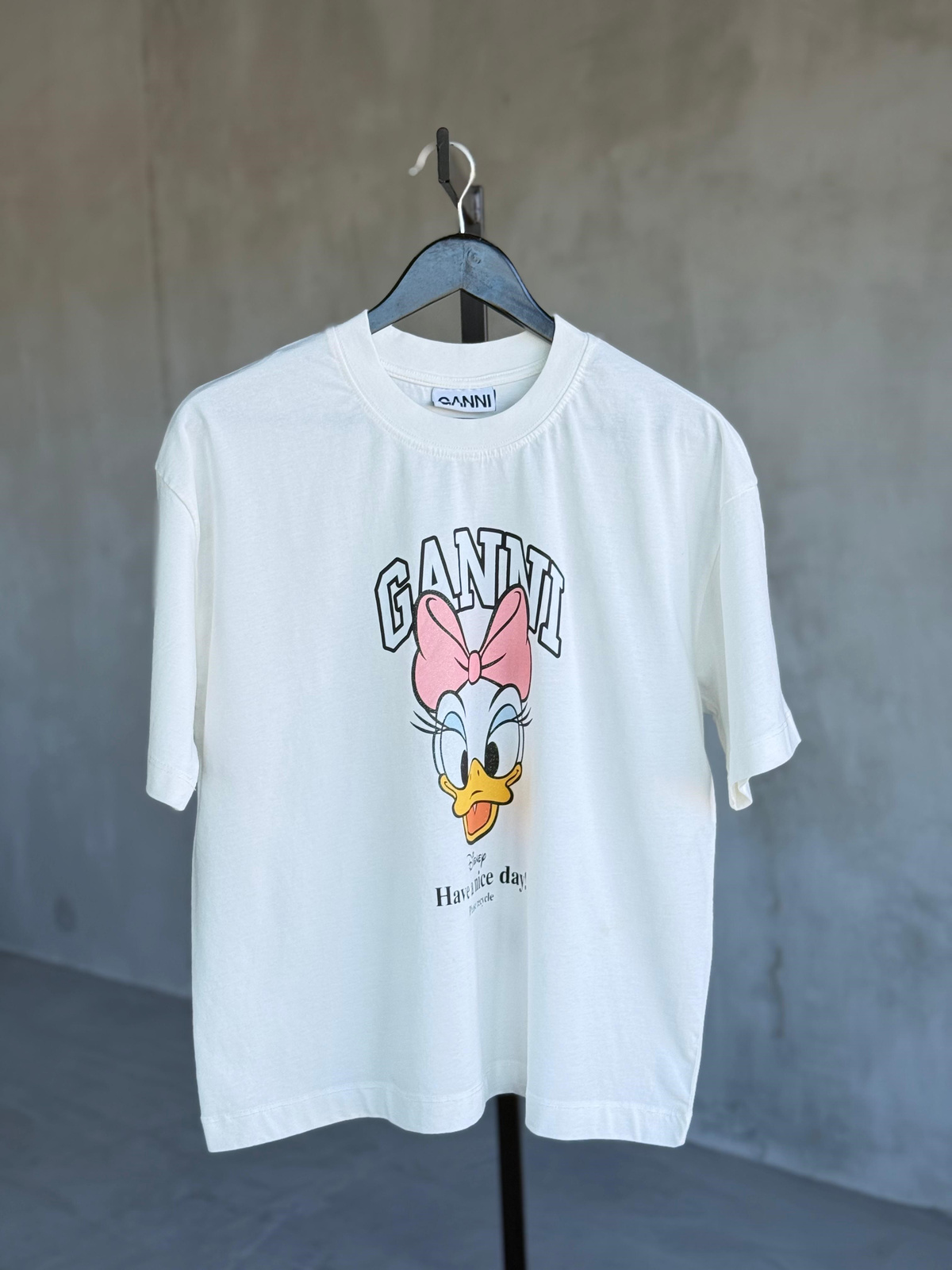 Simli Daisy Duck Baskılı Tişört (Beyaz)