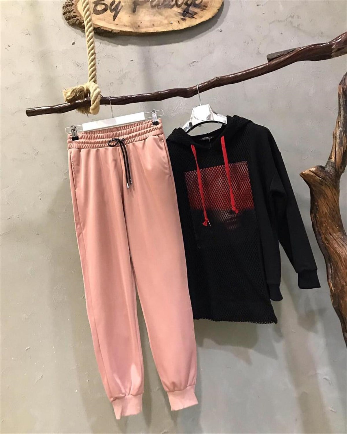 Simli Eşofman Pantolon (Pembe)