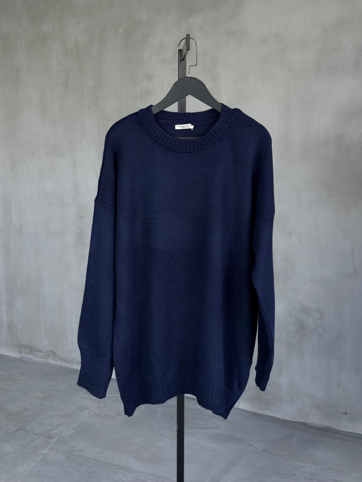 Sırt Yazı Detaylı Oversize Yumoş Tunik (Lacivert)