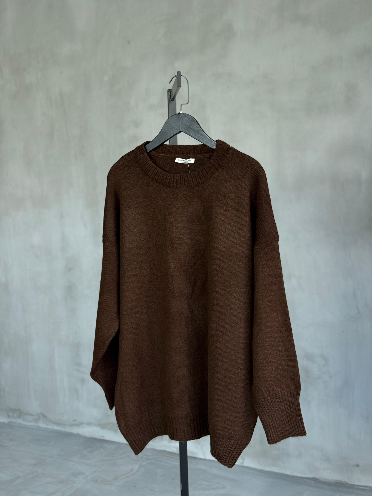 Sırt Yazı Detaylı Oversize Yumoş Tunik (Kahverengi)