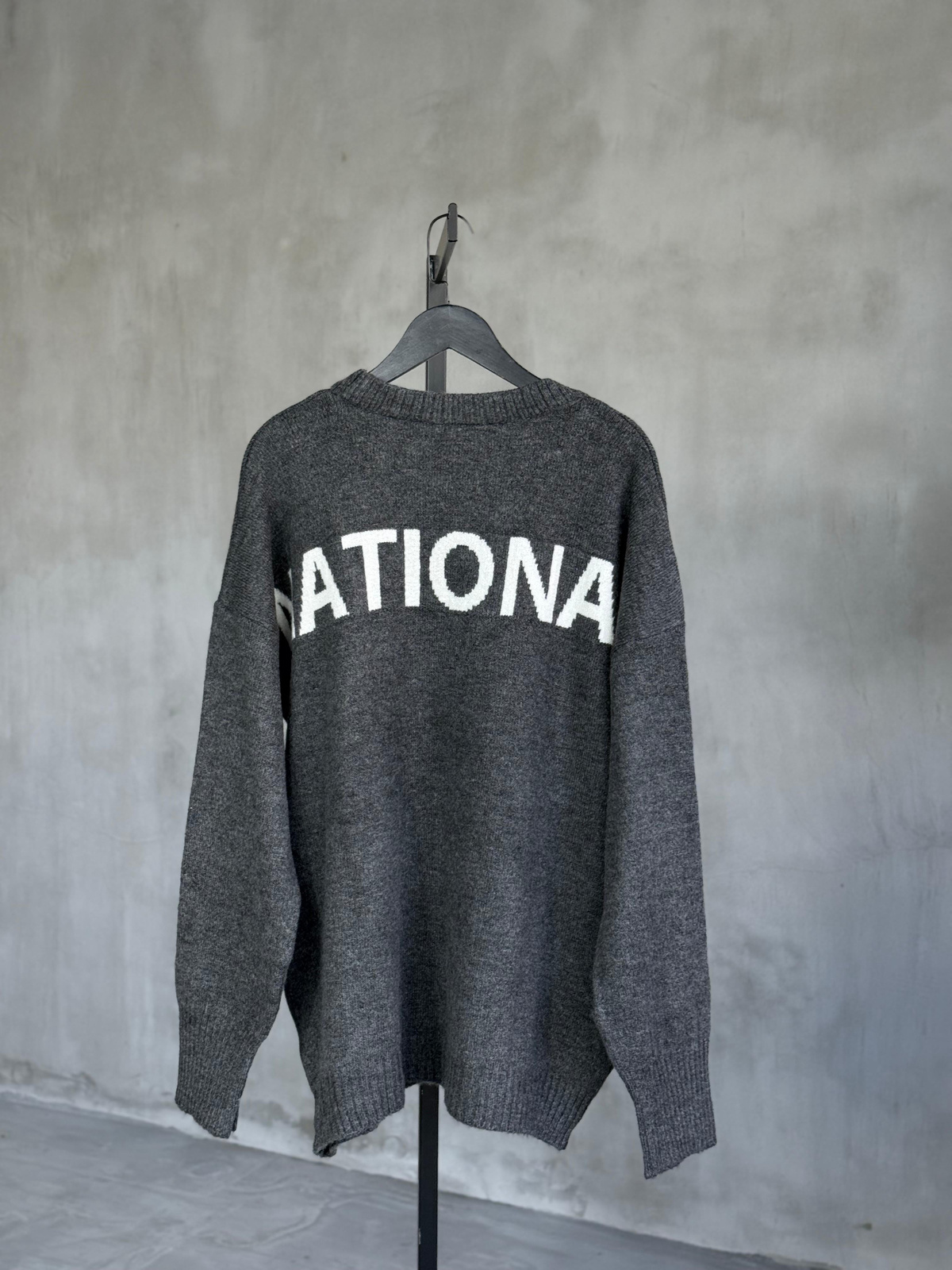 Sırt Yazı Detaylı Oversize Yumoş Tunik (Antrasit)