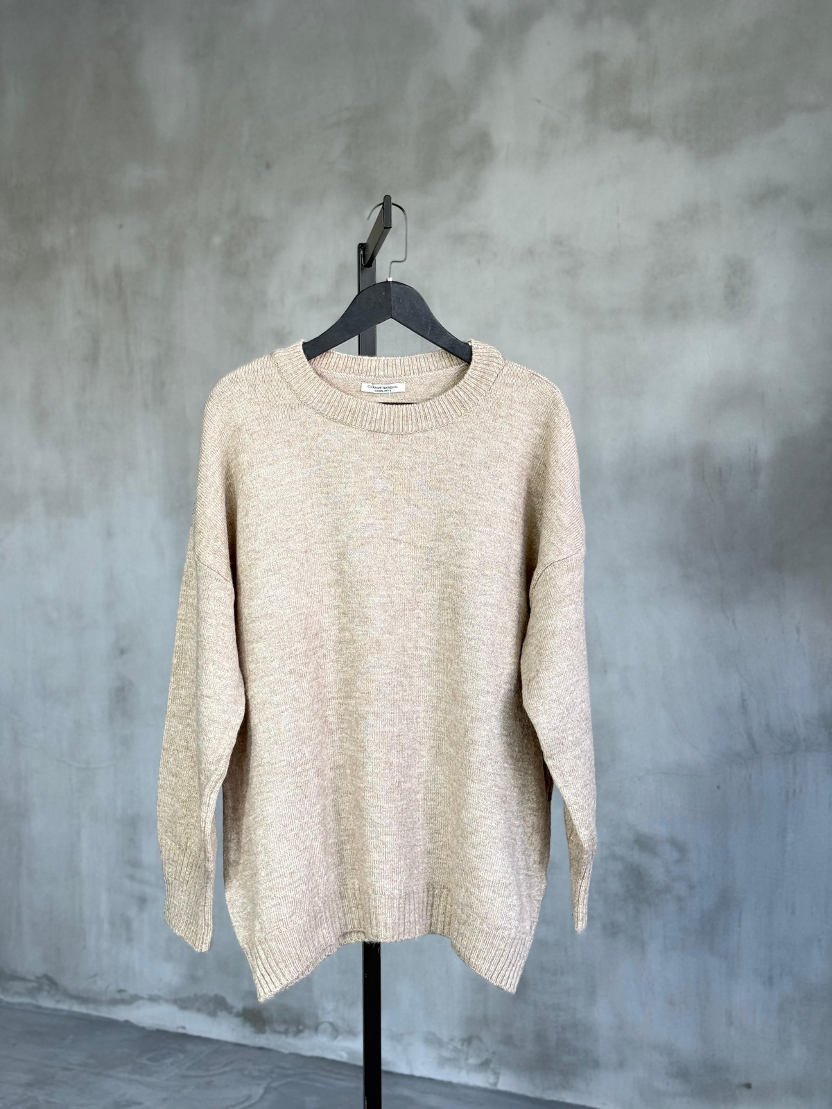 Sırt Yazı Detaylı Oversize Yumoş Tunik (Taş)