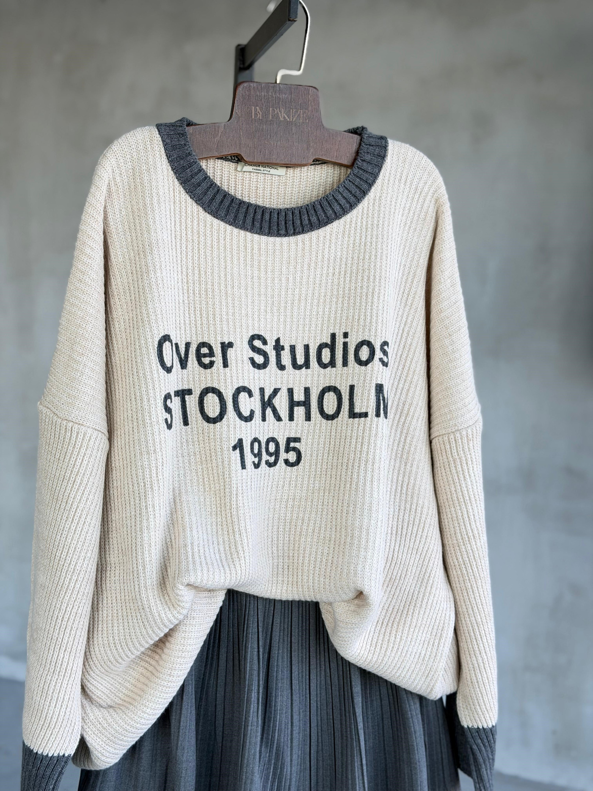 Stockholm Baskılı Ekstra Oversize Tunik Kazak