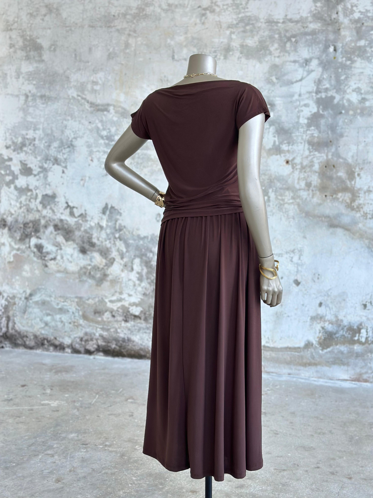 Süprem Kumaş Drape Detaylı Takım (Acı Kahve)