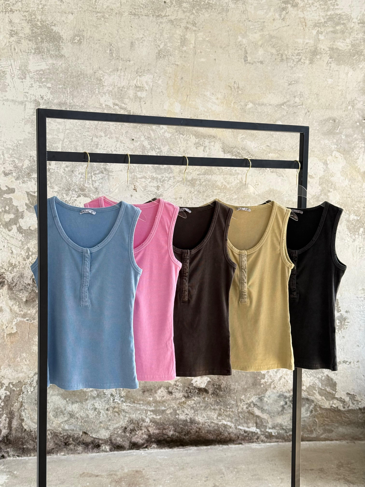 Taş Yıkama Çıtçıtlı Atlet (Bebe Mavisi)
