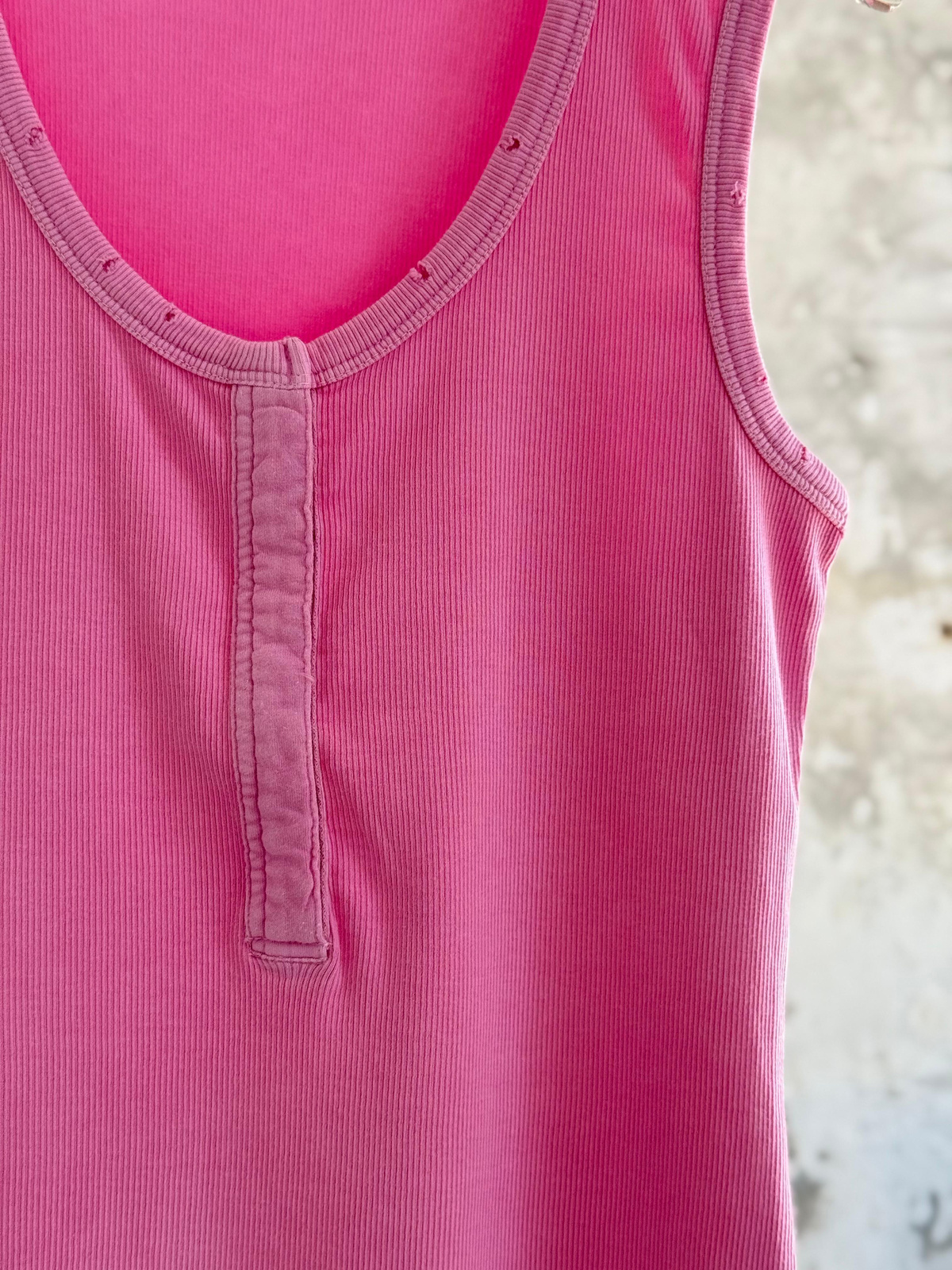 Taş Yıkama Çıtçıtlı Atlet (Pembe)