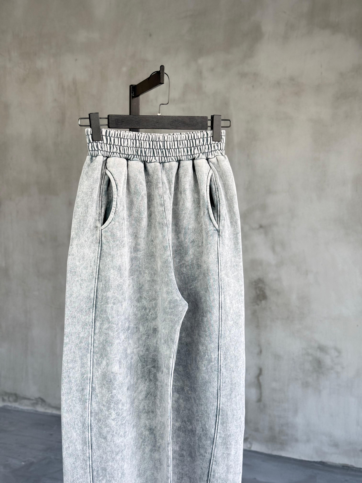 Taş Yıkama Overisize Pantolon (Gri)