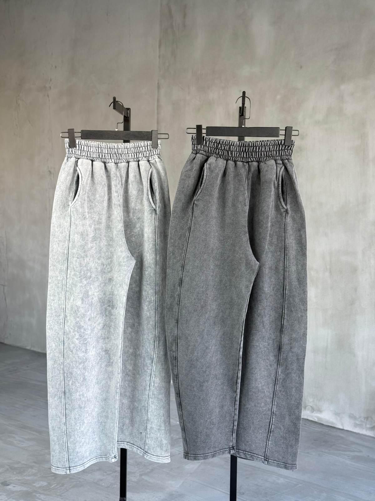 Taş Yıkama Overisize Pantolon (Gri)