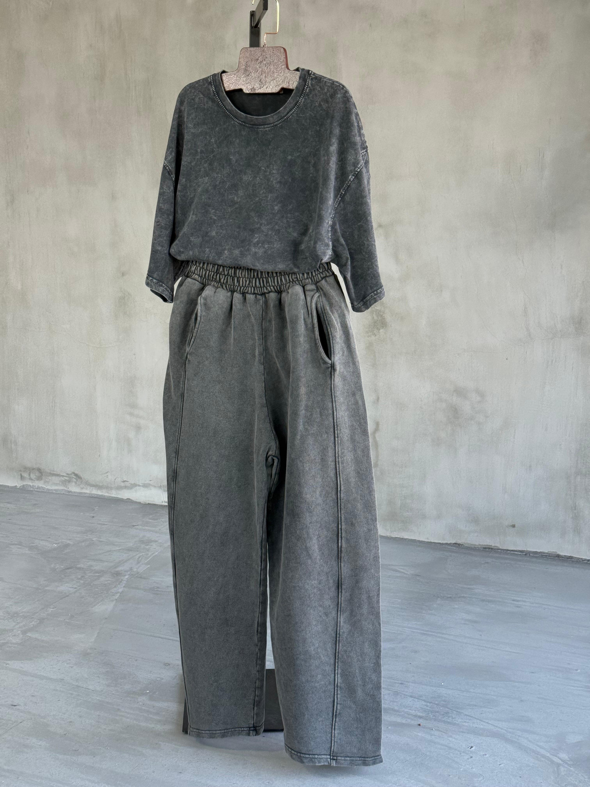 Taş Yıkama Şalvar Model Pantolon (Antrasit)