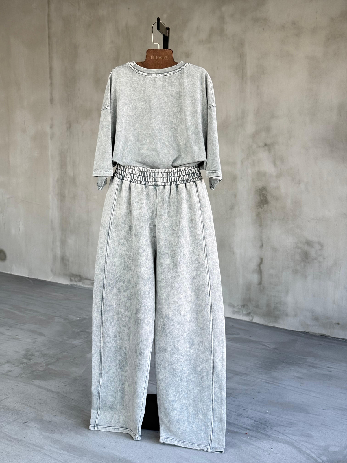 Taş Yıkama Şalvar Model Pantolon (Gri)