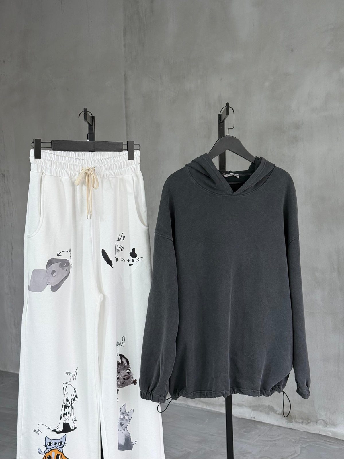 Taş Yıkamalı Büzgü Detay Oversize Sweat (Antrasit)