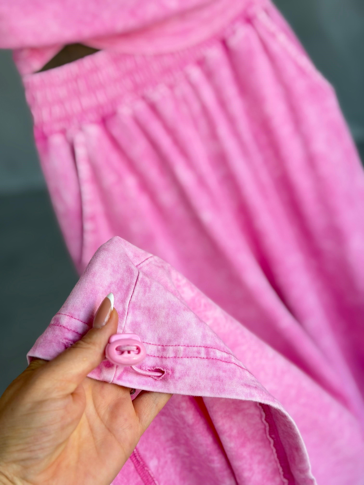 Taş Yıkamalı Halter Yaka Takım (Pembe)