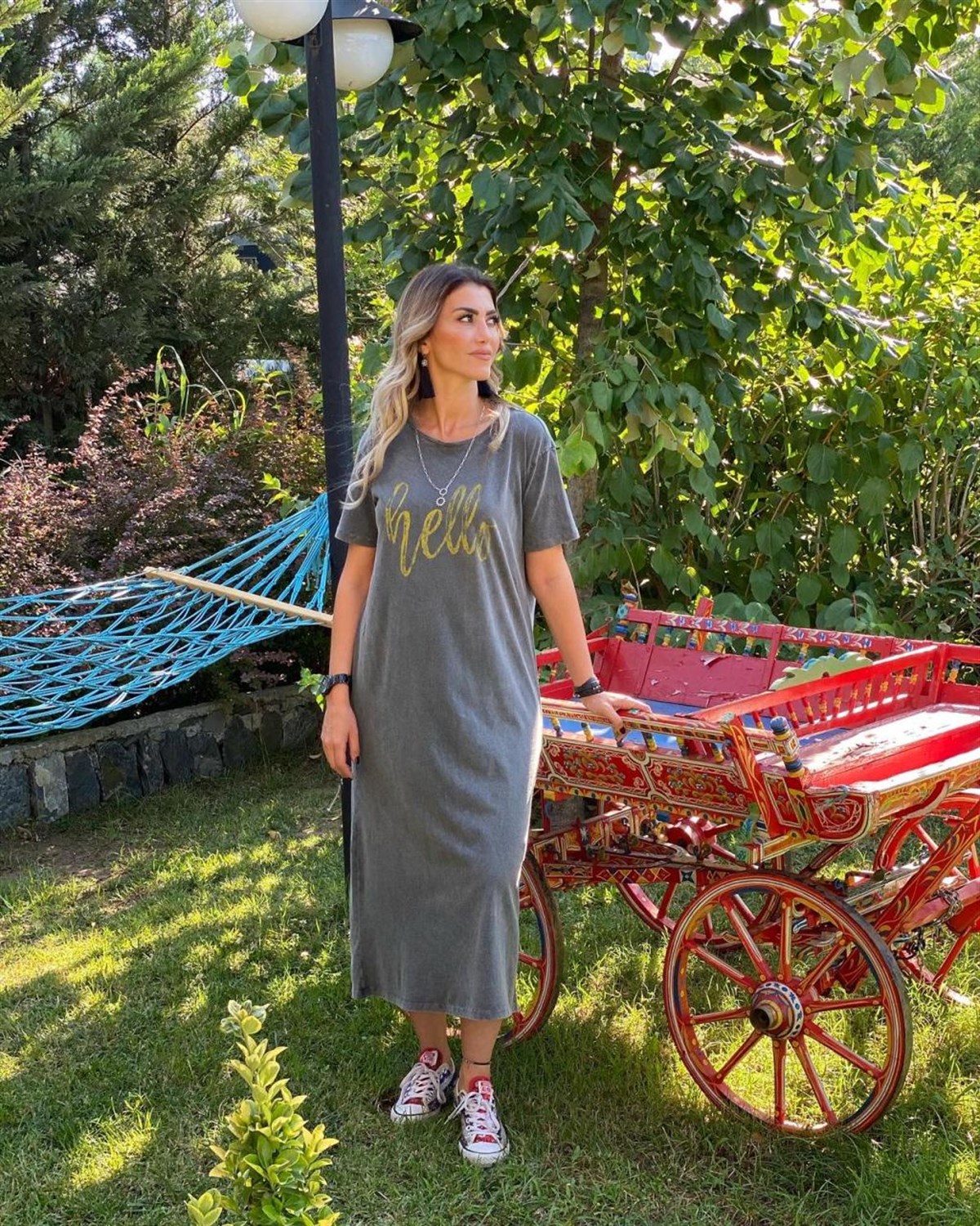 Taş Yıkamalı Oversize Kesim Penye Elbise