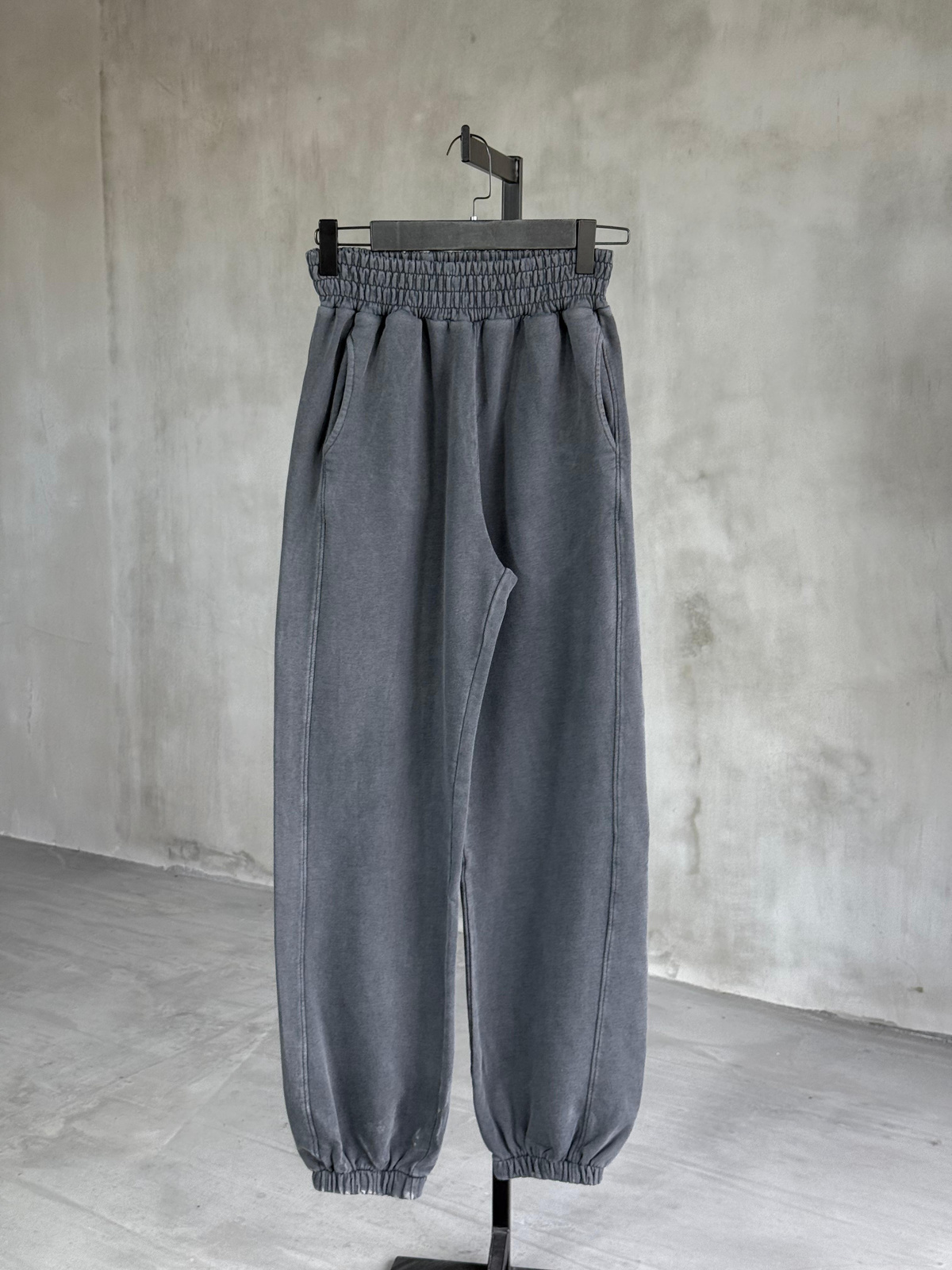 Taş Yıkamalı Yarım Fermuarlı Sweat & Pantolon Takım (Gri)