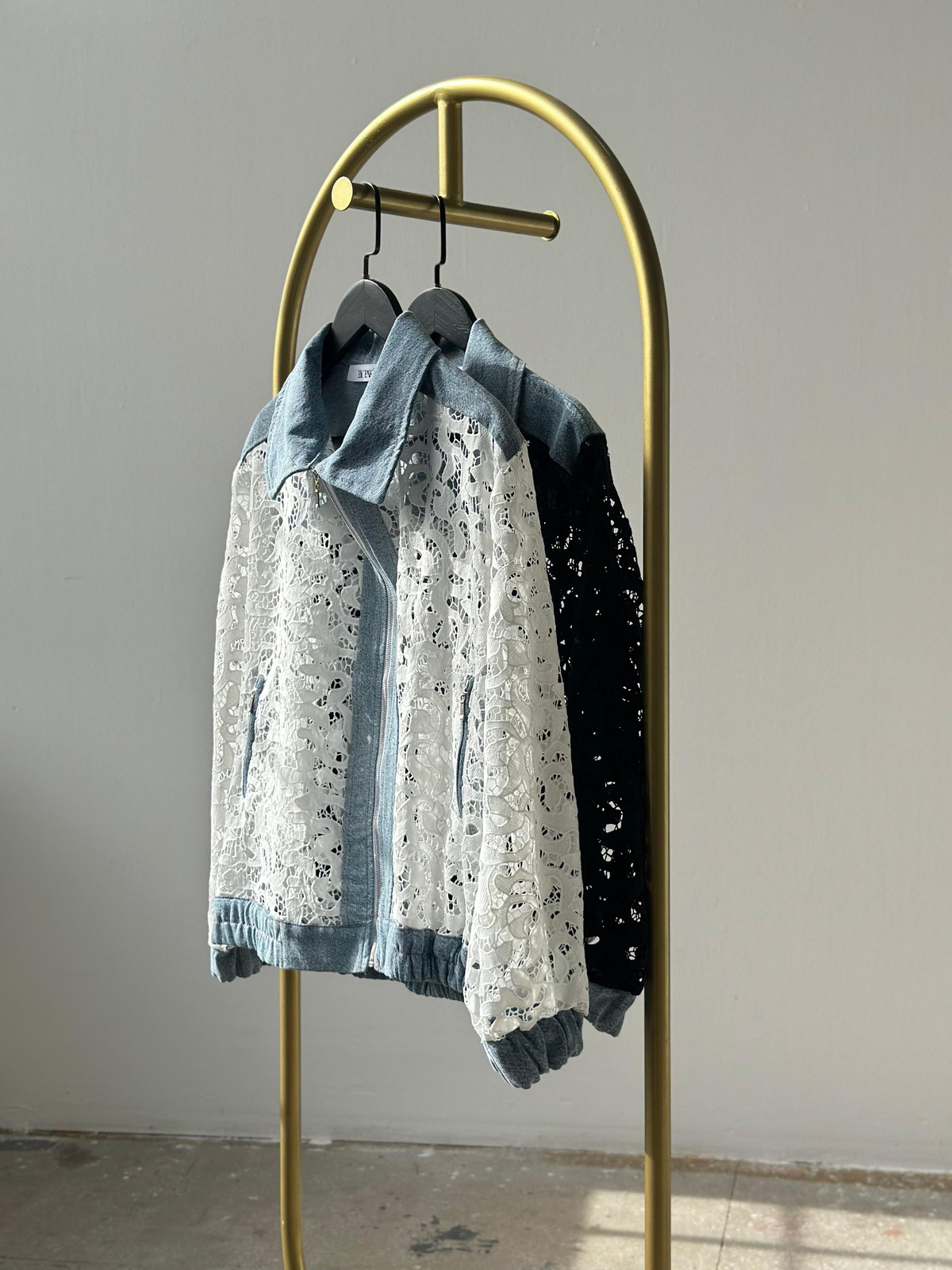 Tasarım Denim Detaylı Dantel Ceket (Beyaz)