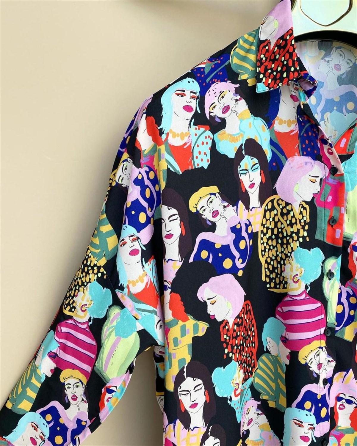 Tasarım Desen Oversize Kesim Gömlek