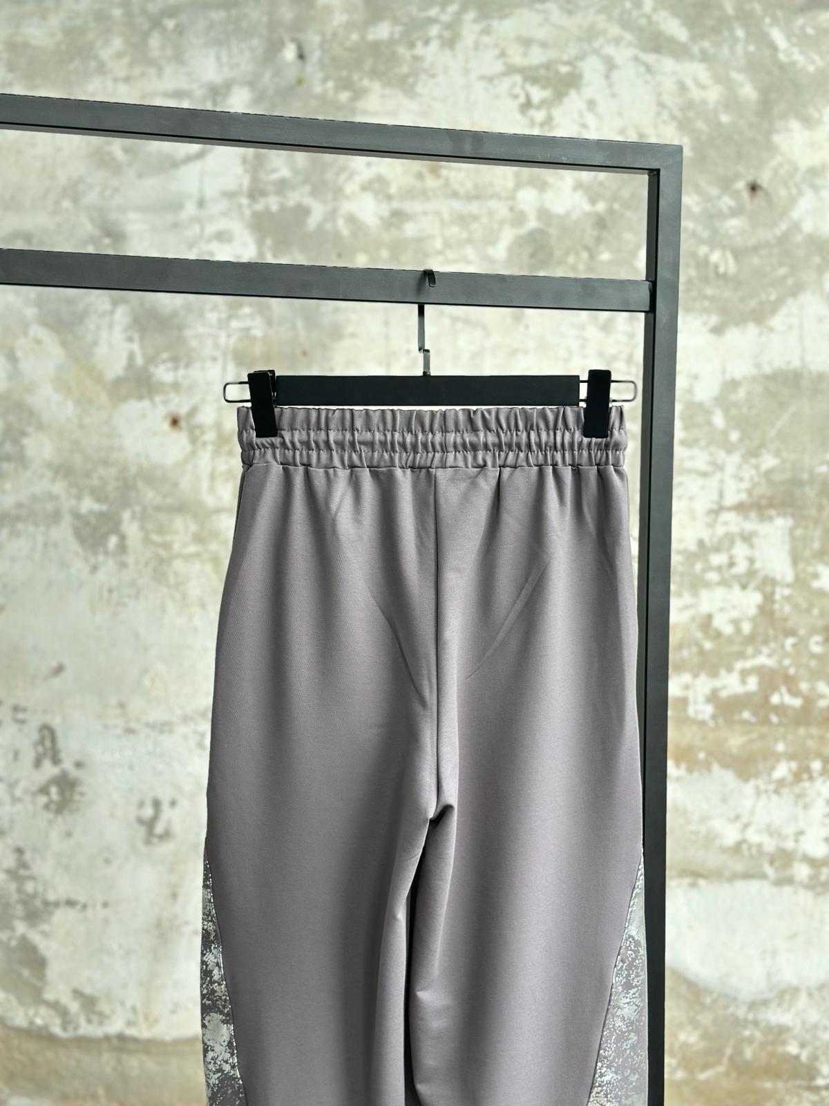 Tasarım Gümüş Varak Kaplamalı Pantolon (Antrasit)