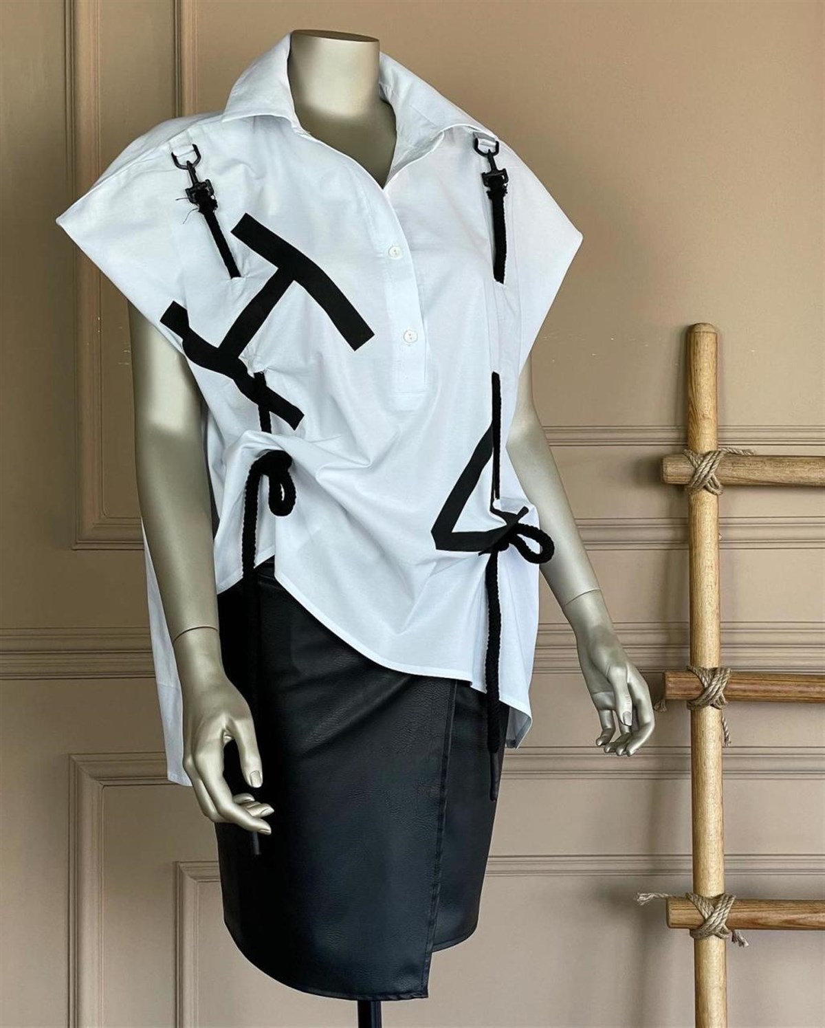 Tasarım Model Coton Kumaş Oversize Gömlek  (BEYAZ)