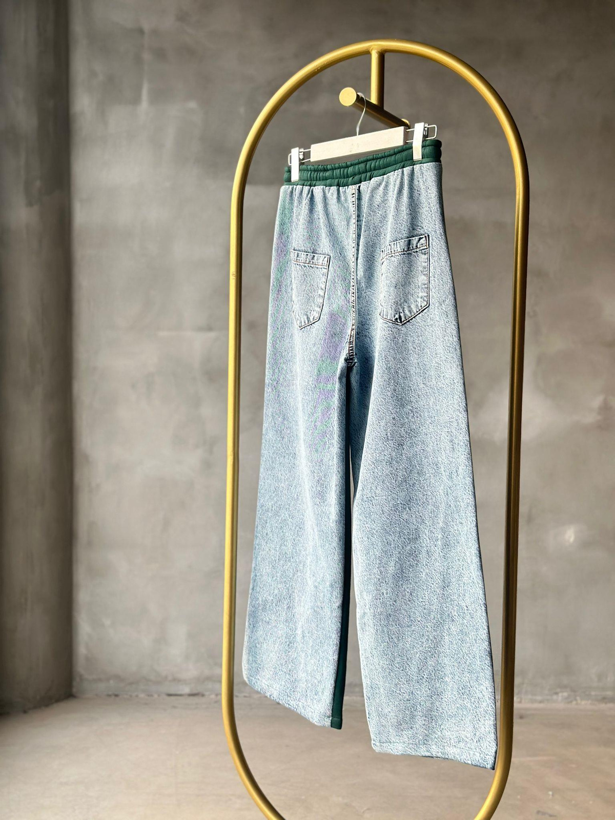 Tasarım Model Denim Kot Detay Şeritli Takım (Yeşil)