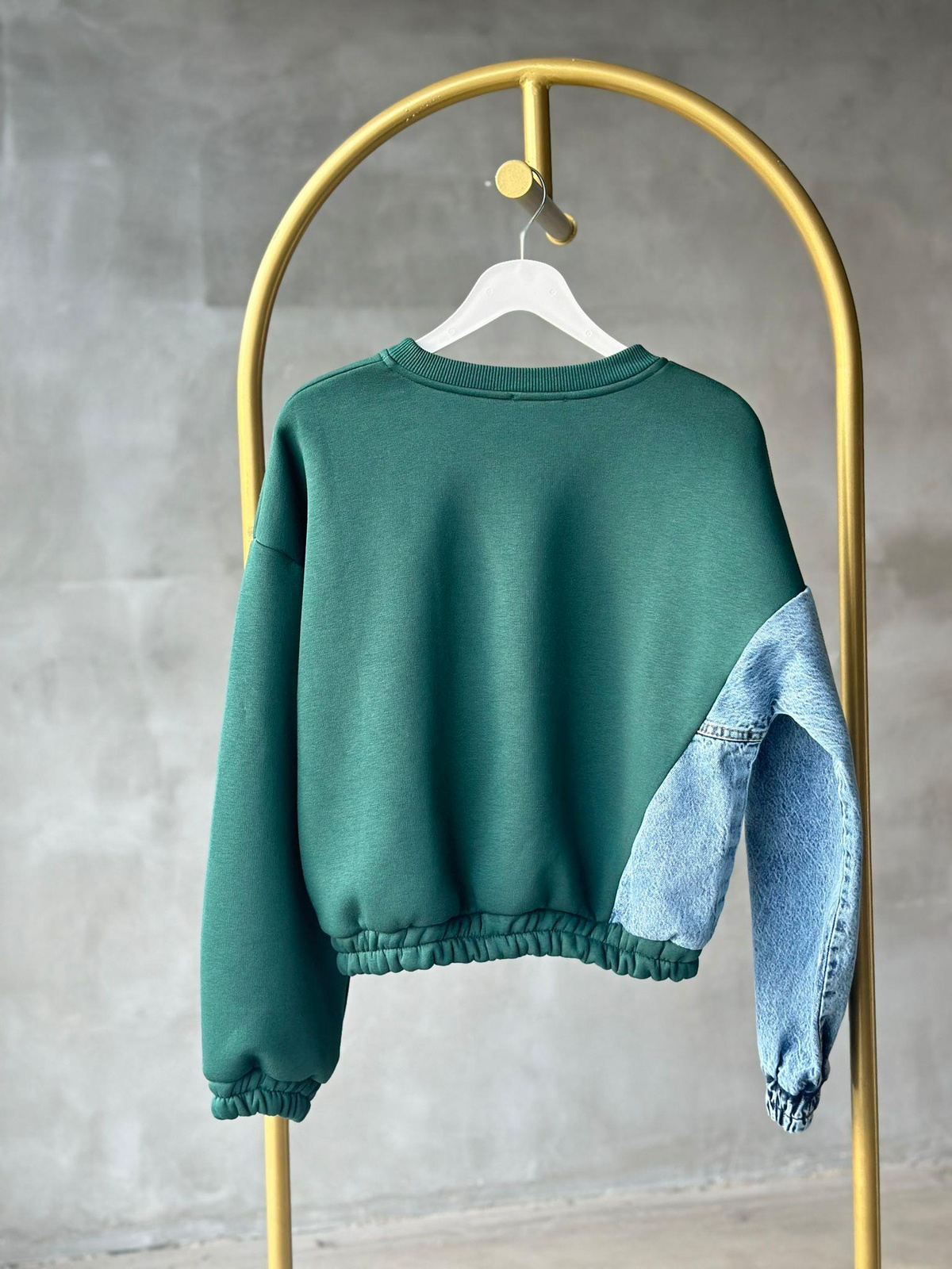 Tasarım Model Denim Kot Detay Şeritli Takım (Yeşil)