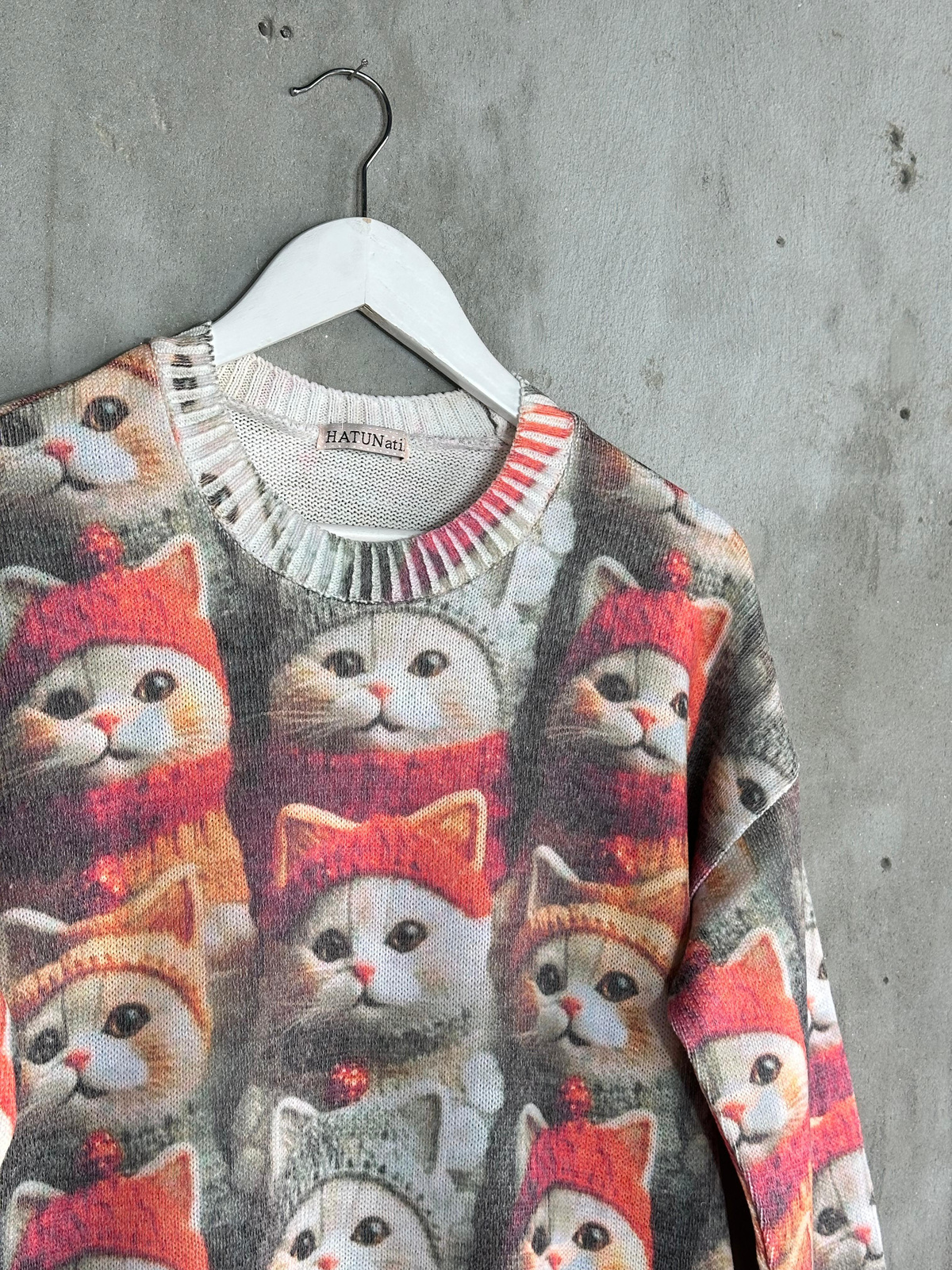 Tasarım Model Kedi Desenli Tunik Kazak (Karışık Renk)