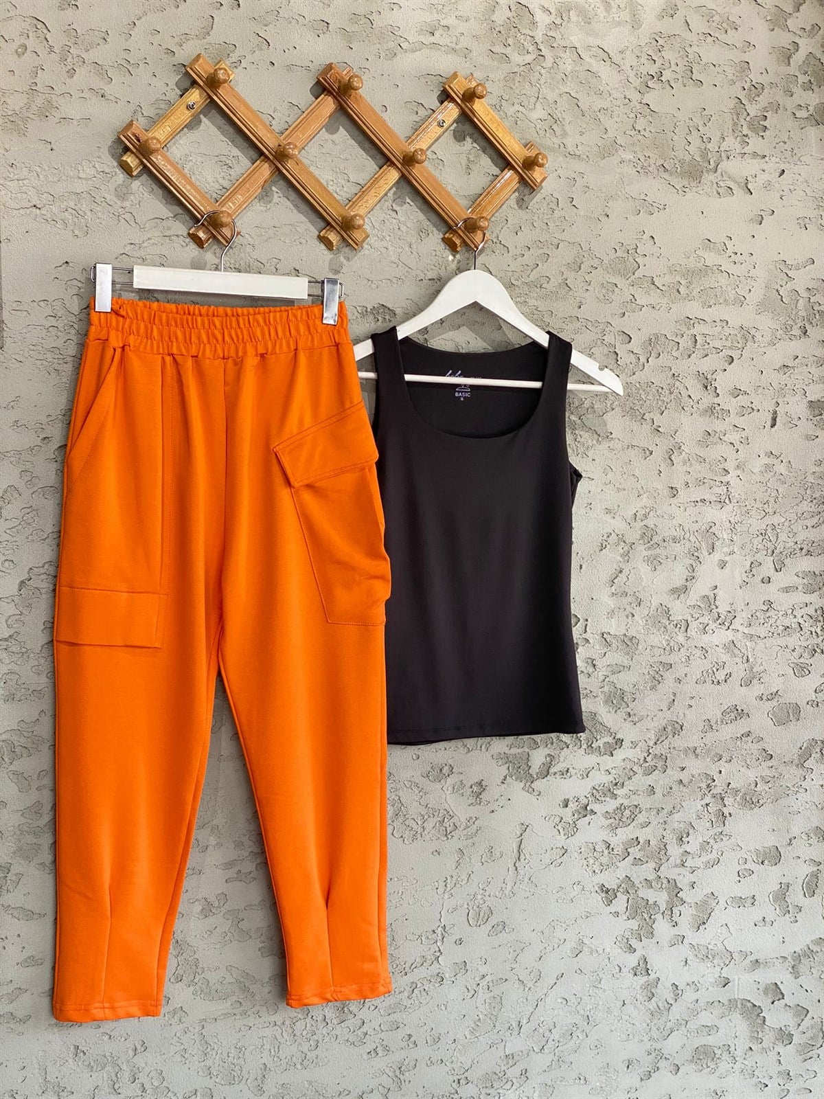 Tasarım Model Paça Gipeli Cepli Pantolon (Oranj)