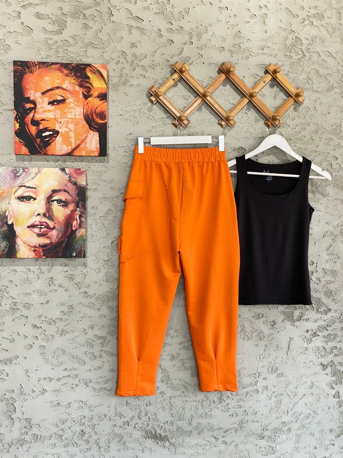Tasarım Model Paça Gipeli Cepli Pantolon (Oranj)