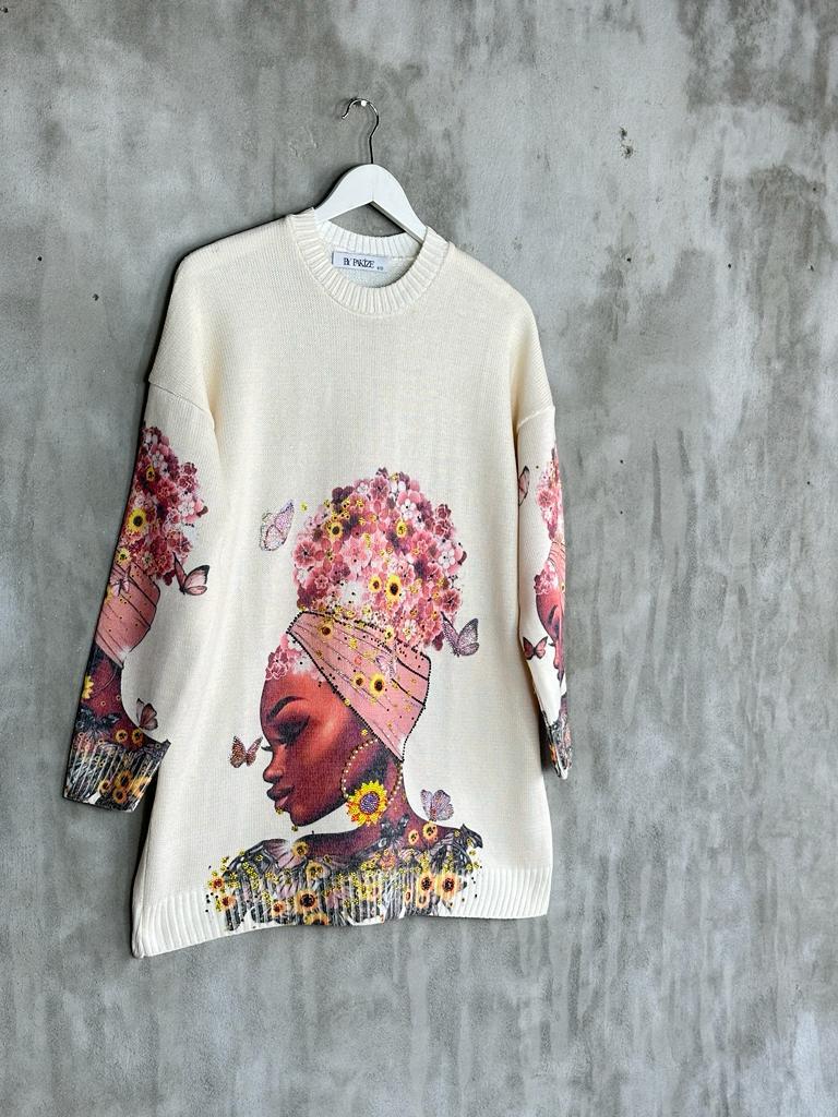 Tasarım Model Taş İşçilik Tunik Kazak (BEJ)