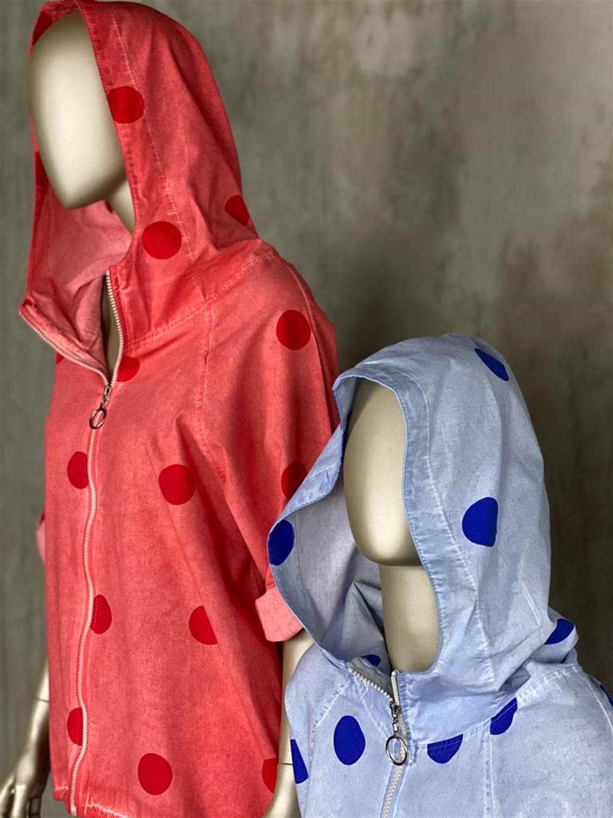 Tasarım Model Taş Yıkama Puantiyeli Ceket  (Kırmızı)