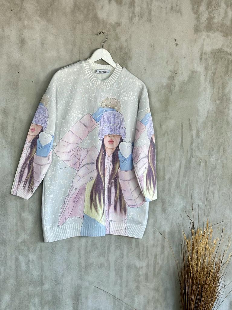 Tasarım Model Tunik Kazak (Lila)