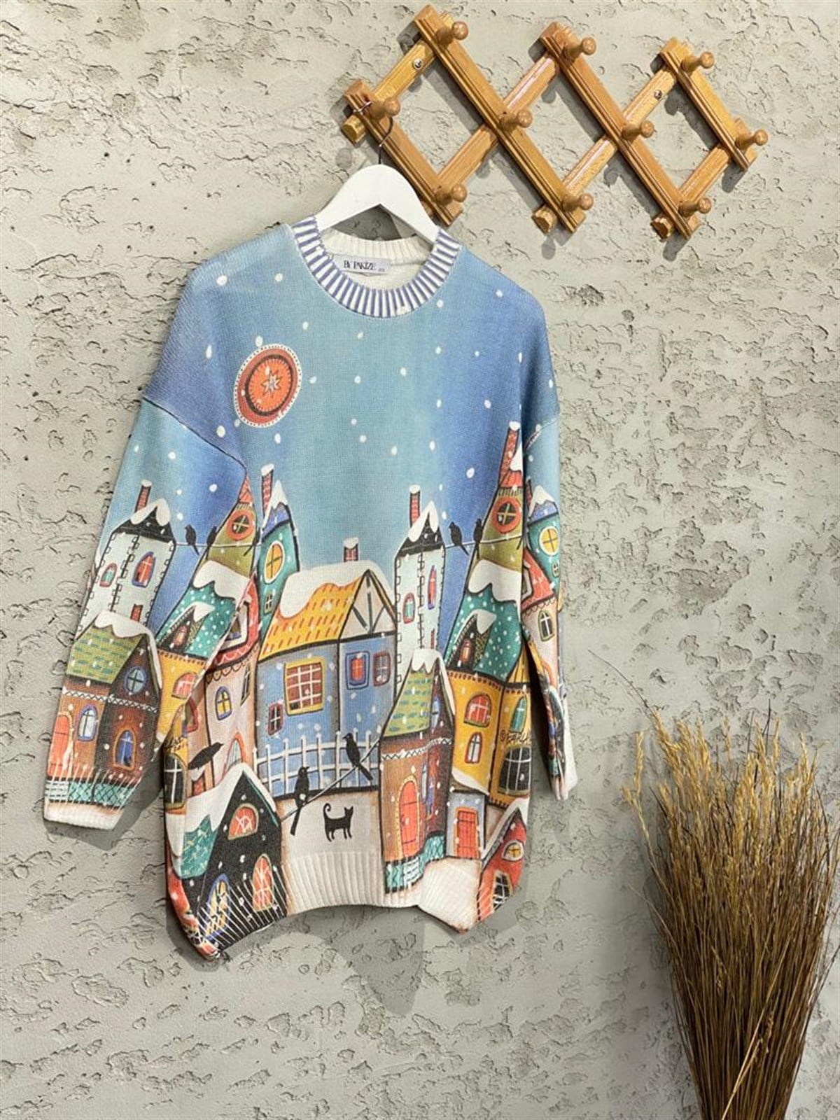 Tasarım Model Tunik Kazak (Mavi)