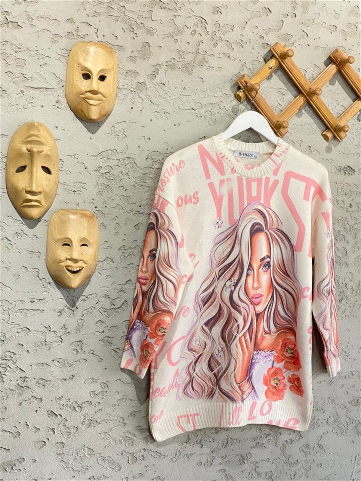 Tasarım Model Tunik Kazak (Pembe)